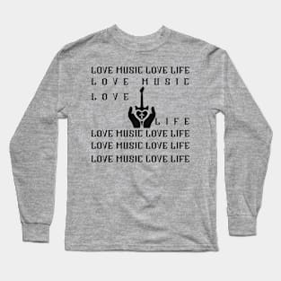 LOVE MUSIC LOVE LIFE - Guitar Cross Long Sleeve T-Shirt